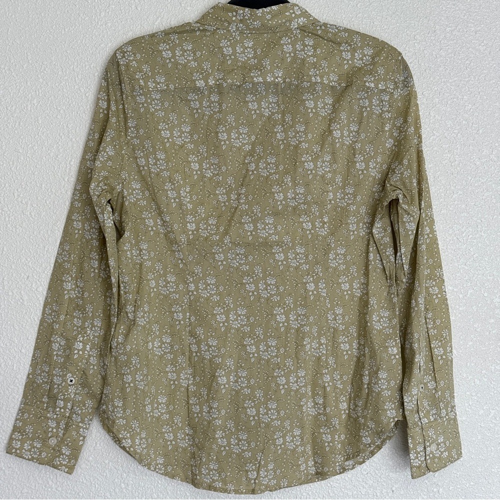 J Crew New Size 6/S Slim Liberty Capel Floral Fabric Button Up Shirt Green White - Picture 2 of 7